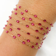 Gold Filled Wine Color Enamel Chain